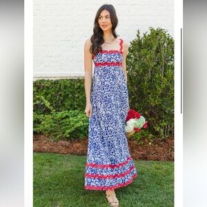 NWT Top It Off Maxi Dress Red Ric Rac Trim SIZE